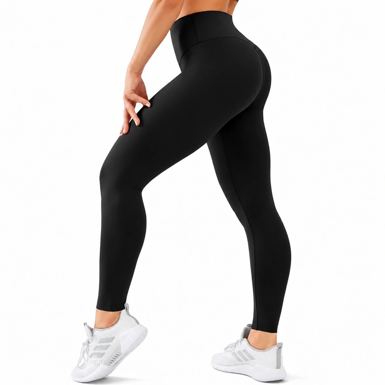 Leggings sportivi donna taglia S in tessuto elasticizzato nero a vita alta