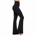 Pantaloni donna taglia S neri in tessuto elasticizzato a vita alta con gamba svasata