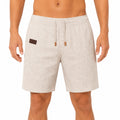 Pantaloncini uomo taglia M in tessuto effetto lino beige - vita elastica casual