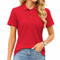 Polo donna S rossa a maniche corte in tessuto - stile casual
