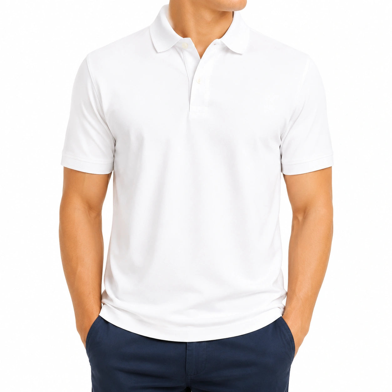 Polo uomo taglia M in tessuto bianco a maniche corte stile casual